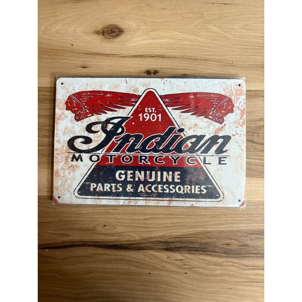 Vintage Style Indian Motorcycle Genuine Parts & Accessories Metal Sign